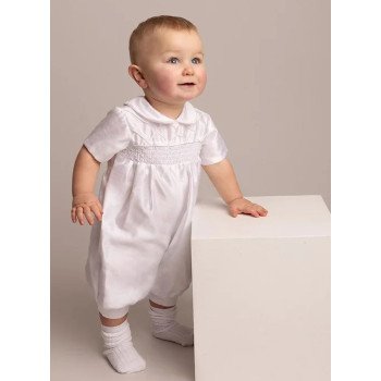 White Baby Boy Christening Romper & Hat Style ANDREW