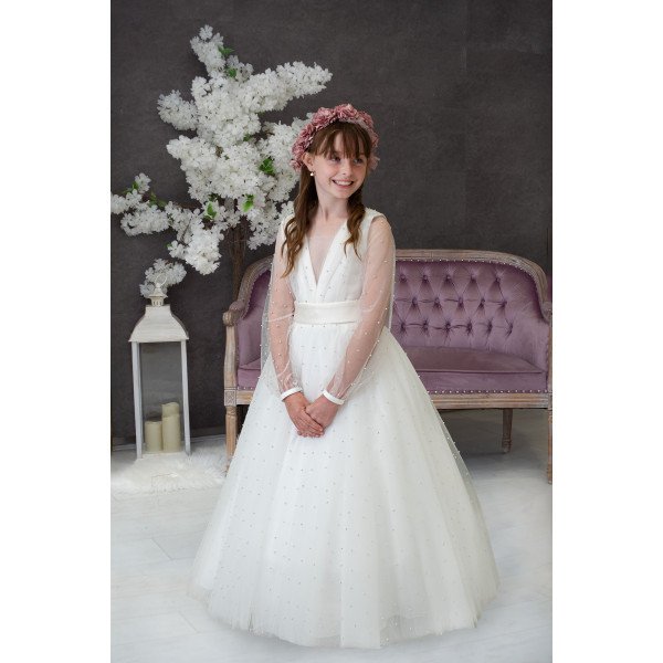 Handmade Ivory First Holy Communion Dress Style GEORGETTE MCH Handmade Ivory First Holy Communion Dress Style GEORGETTE MCH