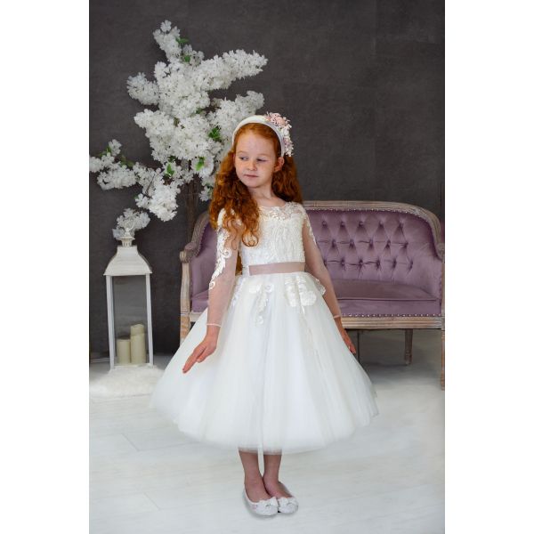 HANDMADE IVORY/PINK FIRST HOLY COMMUNION DRESS STYLE YVETTE MCH