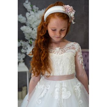 HANDMADE IVORY/PINK FIRST HOLY COMMUNION DRESS STYLE YVETTE MCH