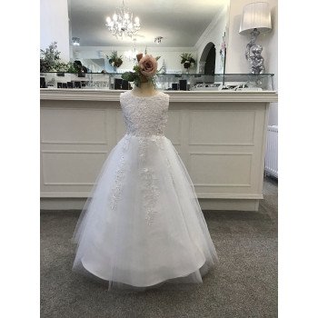 White First Holy Communion Dress Style FG009