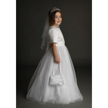 White First Holy Communion Dress Style D010