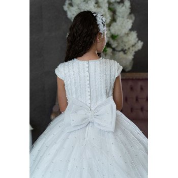 HANDMADE WHITE FIRST HOLY COMMUNION DRESS T-259