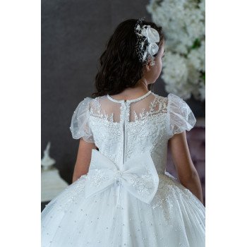 HANDMADE WHITE FIRST HOLY COMMUNION DRESS T-262