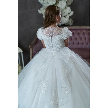 HANDMADE WHITE FIRST HOLY COMMUNION DRESS T-266