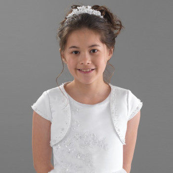 White Satin First Holy Communion Bolero Style JACADELE