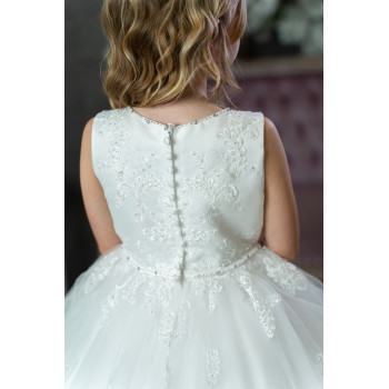 JOAN CALABRESE WHITE TEA-LENGTH FIRST HOLY COMMUNION DRESS STYLE PJ-14