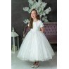 PAULA'S COMMUNION WHITE TEA-LENGTH FIRST HOLY COMMUNION DRESS STYLE PJ-14 S/P