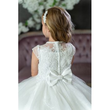 PAULA'S COMMUNION WHITE TEA-LENGTH FIRST HOLY COMMUNION DRESS STYLE UF23003