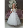 PAULA'S COMMUNION WHITE TEA-LENGTH FIRST HOLY COMMUNION DRESS STYLE PJ-14 S/P