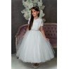 PAULA'S COMMUNION WHITE TEA-LENGTH FIRST HOLY COMMUNION DRESS STYLE PJ-66