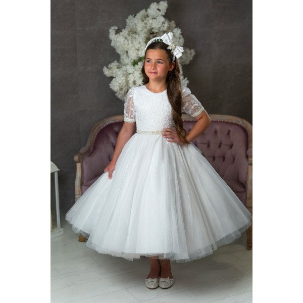 PAULA'S COMMUNION WHITE TEA-LENGTH FIRST HOLY COMMUNION DRESS PAULA'S COMMUNION WHITE TEA-LENGTH FIRST HOLY COMMUNION DRESS
