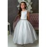 White Satin Tea-Length First Holy Communion Dress 