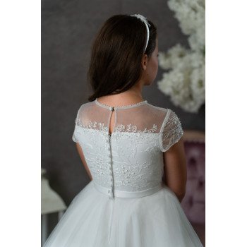 JOAN CALABRESE WHITE TEA-LENGTH FIRST HOLY COMMUNION DRESS 
