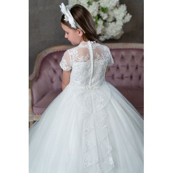 PAULA'S COMMUNION WHITE TEA-LENGTH FIRST HOLY COMMUNION DRESS