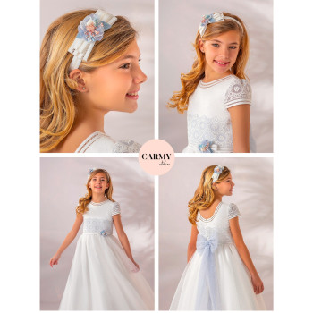 CARMY HANDMADE IVORY/BLUE FIRST HOLY COMMUNION HEADBAND