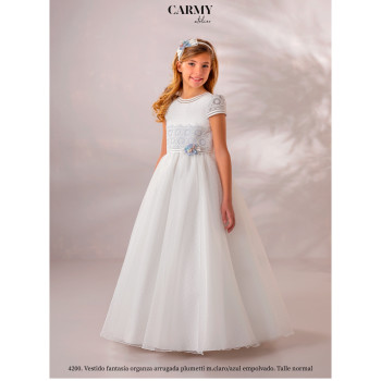 CARMY HANDMADE IVORY/BLUE FIRST HOLY COMMUNION HEADBAND