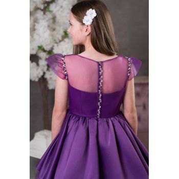 Purple Confirmation Dress with Beaded Bodice Style EF 36