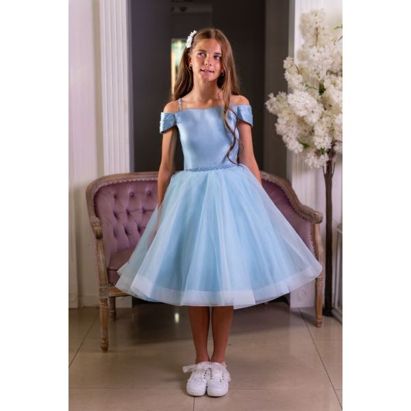 Dk Powder Blue Confirmation Dress