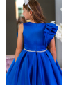 Peacock Satin Confirmation Dress with Beads and Ruffle Style EF 37