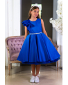Peacock Satin Confirmation Dress with Beads and Ruffle Style EF 37