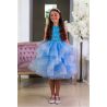 Glittered Blue Lace Confirmation Dress with Multi Layered Skirt