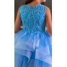 Glittered Blue Lace Confirmation Dress with Multi Layered Skirt