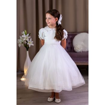 PAULA'S COMMUNION WHITE TEA-LENGTH FIRST HOLY COMMUNION DRESS