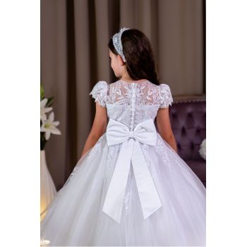 PAULA'S COMMUNION WHITE TEA-LENGTH FIRST HOLY COMMUNION DRESS