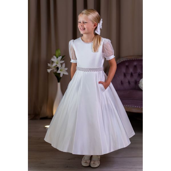 PAULA'S COMMUNION WHITE TEA-LENGTH FIRST HOLY COMMUNION DRESS
