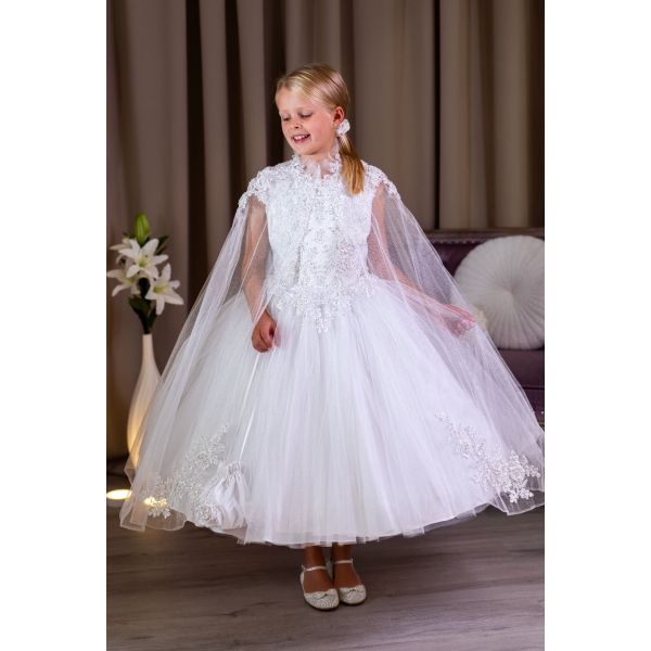Polka Bridal White First Holy Communion Dress