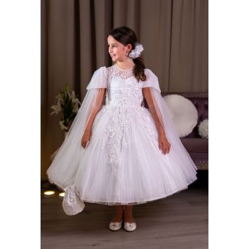 Polka Bridal White First Holy Communion Dress