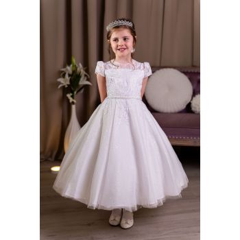 PAULA'S COMMUNION WHITE TEA-LENGTH FIRST HOLY COMMUNION DRESS