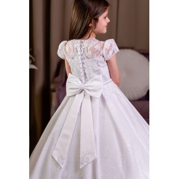 PAULA'S COMMUNION WHITE TEA-LENGTH FIRST HOLY COMMUNION DRESS