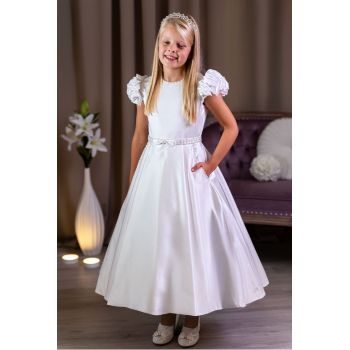 PAULA'S COMMUNION WHITE TEA-LENGTH FIRST HOLY COMMUNION DRESS