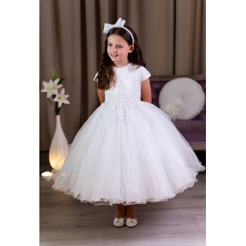 PAULA'S COMMUNION WHITE TEA-LENGTH FIRST HOLY COMMUNION DRESS