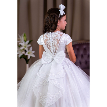 PAULA'S COMMUNION WHITE TEA-LENGTH FIRST HOLY COMMUNION DRESS