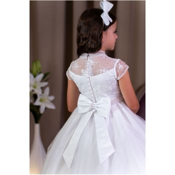 PAULA'S COMMUNION WHITE TEA-LENGTH FIRST HOLY COMMUNION DRESS