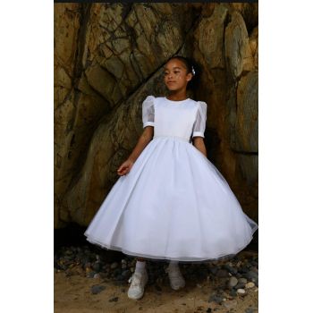 PAULA'S COMMUNION WHITE TEA-LENGTH FIRST HOLY COMMUNION DRESS