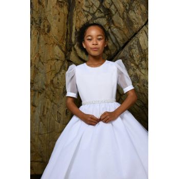 PAULA'S COMMUNION WHITE TEA-LENGTH FIRST HOLY COMMUNION DRESS