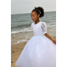 PAULA'S COMMUNION WHITE TEA-LENGTH FIRST HOLY COMMUNION DRESS