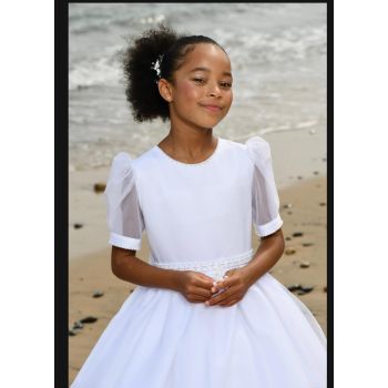 PAULA'S COMMUNION WHITE TEA-LENGTH FIRST HOLY COMMUNION DRESS