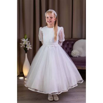 PAULA'S COMMUNION WHITE TEA-LENGTH FIRST HOLY COMMUNION DRESS