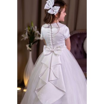 Linzi Jay Classic Pearl White Collar First Holy Communion Dress
