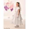 Linzi Jay White First Holy Communion Dress with Glittered Skirt and Lace Top