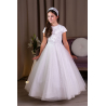 Linzi Jay White First Holy Communion Dress with Glittered Skirt and Lace Top
