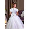 Linzi Jay White First Holy Communion Dress with Glittered Skirt and Lace Top