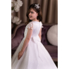 Linzi Jay White First Holy Communion Dress with Glittered Skirt and Lace Top