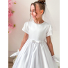 White First Holy Communion Dress with Collar and Ruffle Skirt