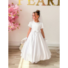 White First Holy Communion Dress with Collar and Ruffle Skirt